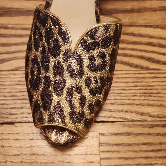 Kate Spade Metalic Copper Animal Print Block Heel Shoes NEW 9.5 - Picture 11 of 12